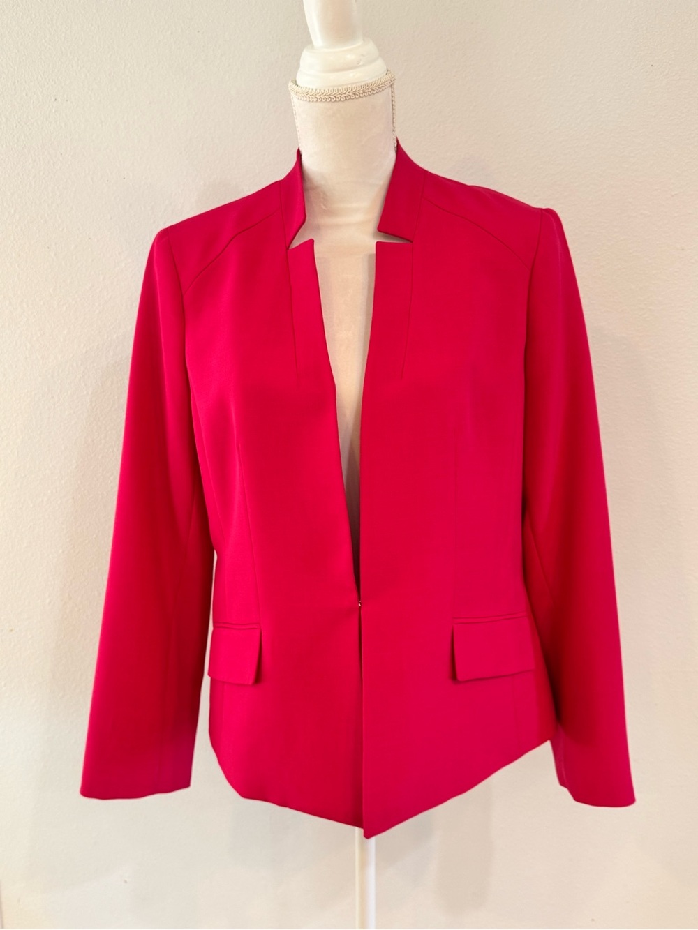 Kasper Hot Pink Open Front Blazer Women’s Size 10 Career Office Statement Jacket